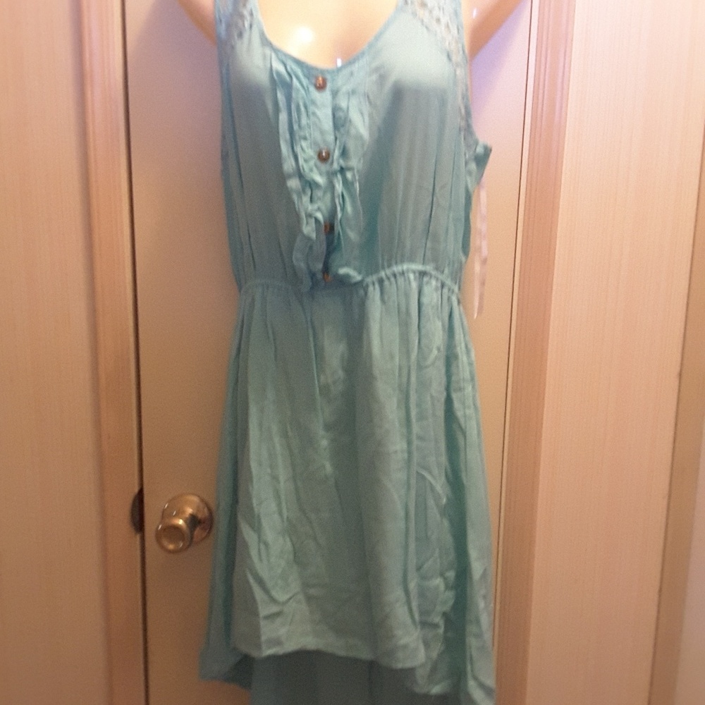 Pearl, mint green, sleeveless, hi-low, large,dress